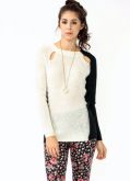 TWO-TONE CUT-OUT SWEATER