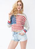 DISTRESSED FLAG SWEATER