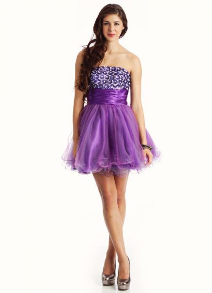 STRAPLESS SEQUIN TULLE COCKTAIL FORMAL