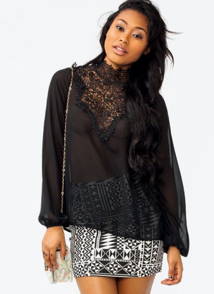 LACE INSET BLOUSE